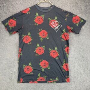 American Fighter Mens Small Black Rose Floral Graphic T-Shirt Premium Athletics